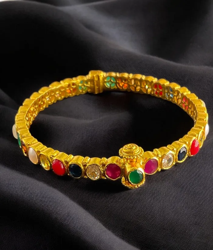 Bracelets Silversmith The Kripa Silver Navratna Bracelet SingleSize28