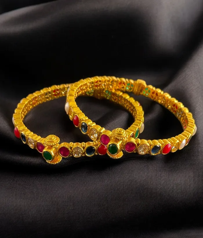 Bracelets Silversmith The Kripa Silver Navratna Bracelet SingleSize28