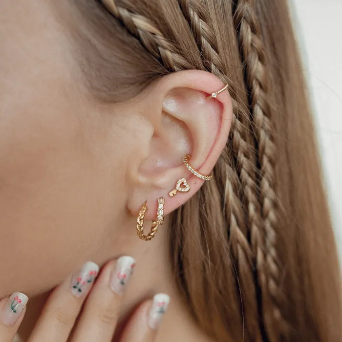 Braided Hoop Earrings Sterling Silver Gold Hey Happiness Earrings Braided Hoop Earrings Sterling Silver Gold Hey Happiness Earrings
