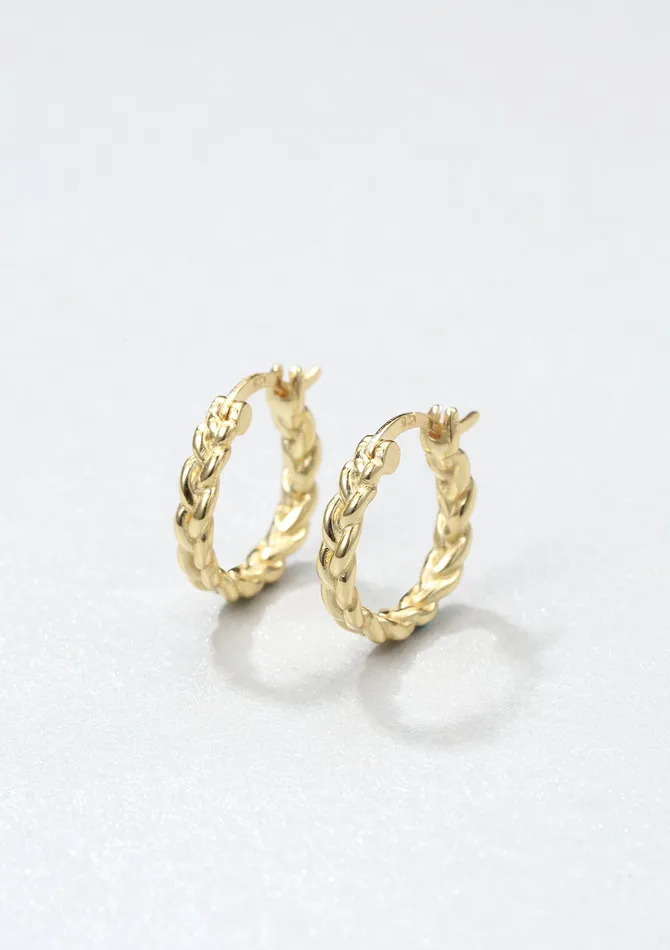 Braided Hoop Earrings Sterling Silver Gold Hey Happiness Earrings Braided Hoop Earrings Sterling Silver Gold Hey Happiness Earrings