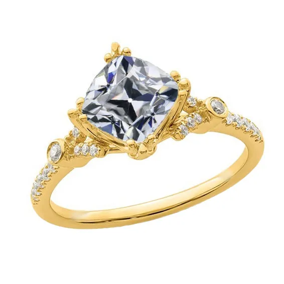 Cushion Old Miner Genuine Natural Earth Mined Diamond Ladys Ring Yellow Gold 525 Carats HarryChadEntcom Rings