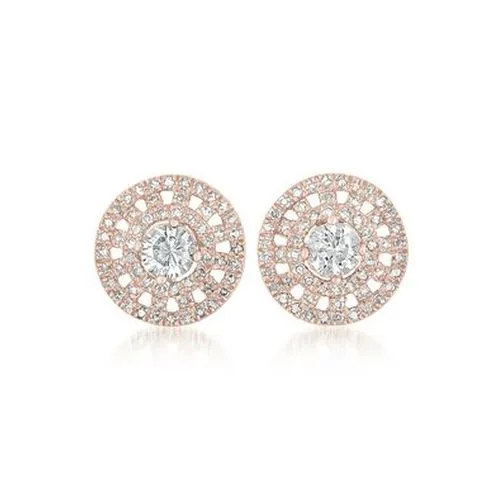 CZ Collection CZ Collections Rose Plated 925 RoundShaped Earrings Earrings