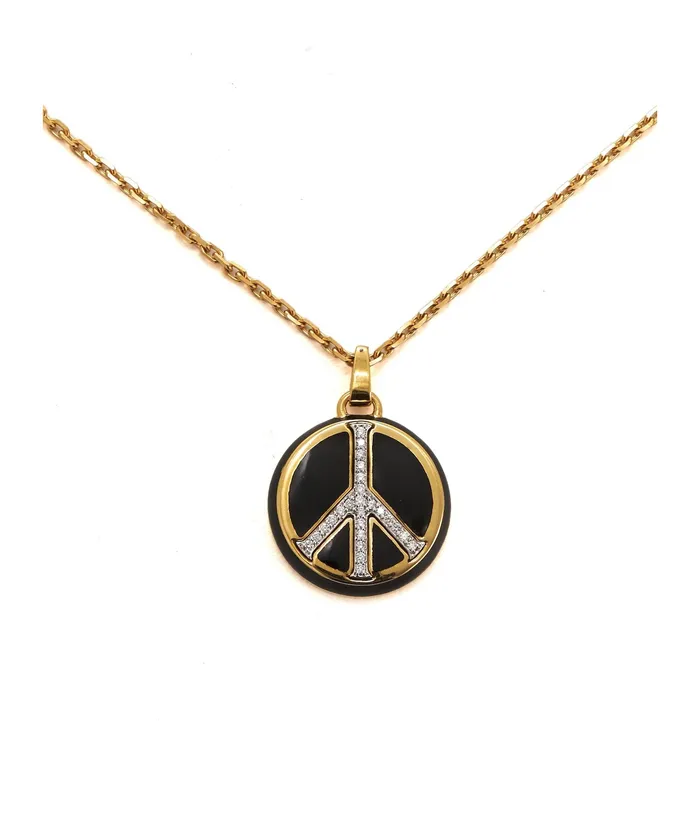 David Webb LLC Necklaces Peace Pendant Necklace Black Enamel