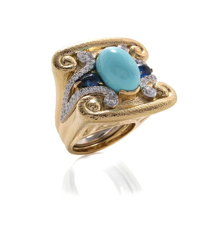 David Webb Quad Scroll Stone Ring Sapphire Rings