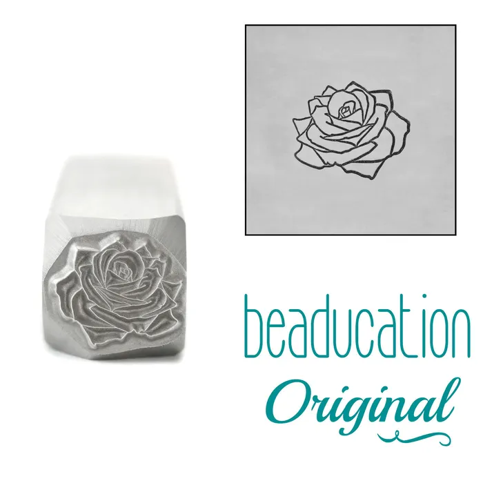 DS 38 Earrings Rose Metal Design Stamp June Birth Month Flower 825mm Beaducation Original