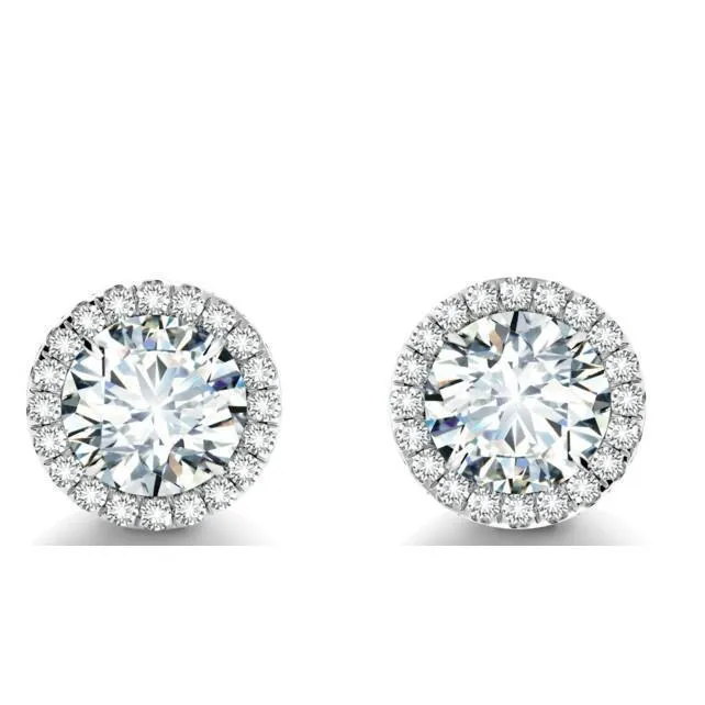 Earrings 270 Carats Round Cut Real Natural Earth Mined Diamond Stud Halo Earring White Gold 14K GB Earrings 270 Carats Round Cut Real Natural Earth Mined Diamond Stud Halo Earring White Gold 14K GB