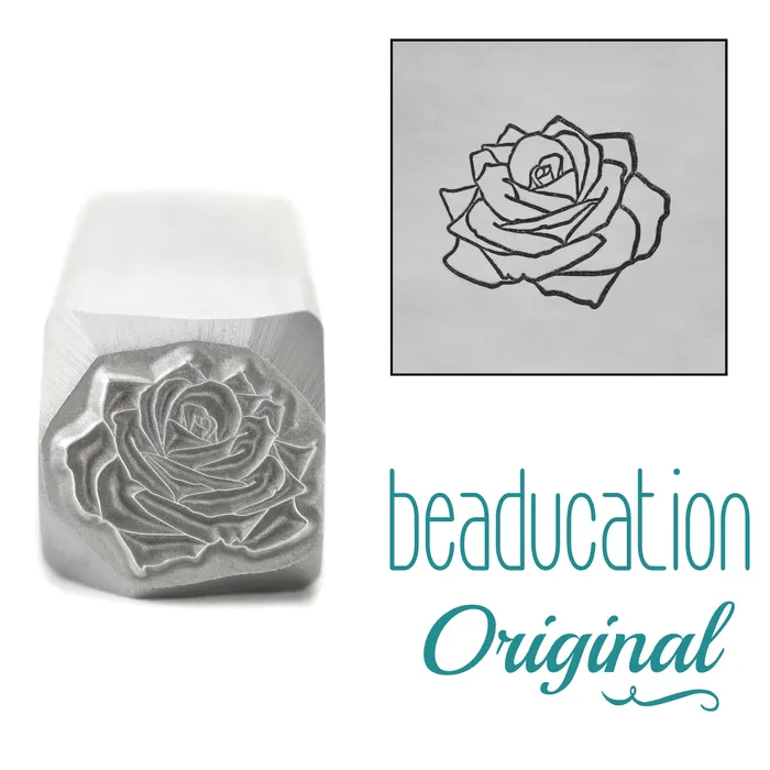 Earrings DS 12 Rose Metal Design Stamp June Birth Month Flower 11mm Beaducation Original
