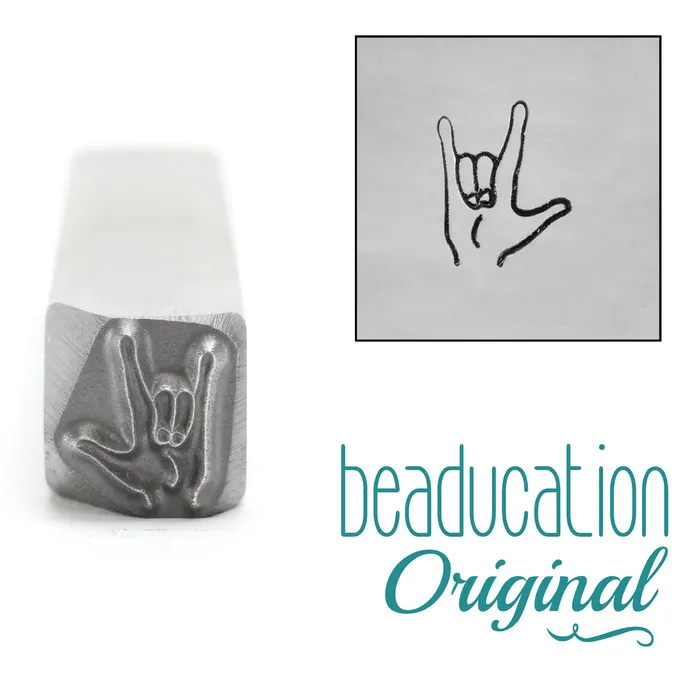 Earrings DS 38 ASL I Love You Sign Metal Design Stamp 8mm Beaducation Original