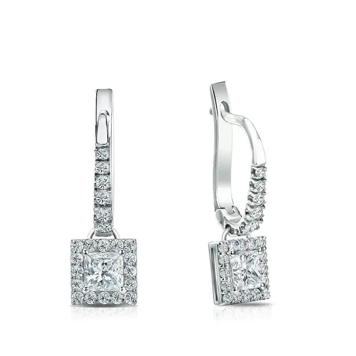 Earrings GB 14K White Gold 350 Carats Natural Earth Mined Diamonds Ladies Dangle Earrings New Earrings GB 14K White Gold 350 Carats Natural Earth Mined Diamonds Ladies Dangle Earrings New