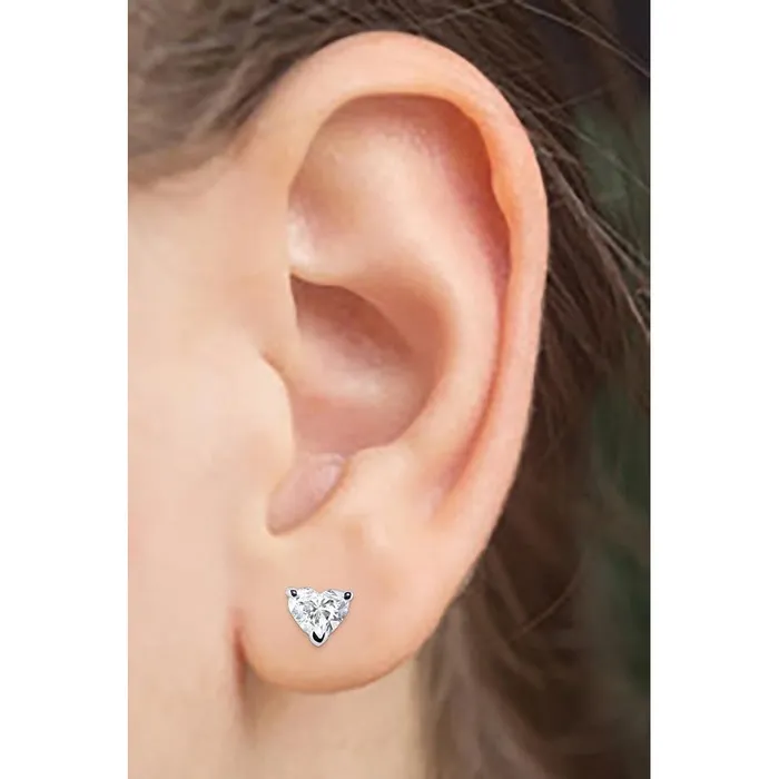Earrings GB Heart Cut Sparkling 250 Ct Natural Earth Mined Diamonds Women Studs Earring White Gold