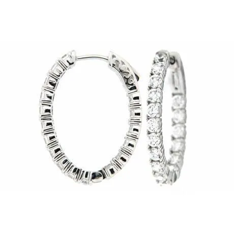Earrings GB Ladies Hoop Earrings 375 Carats Round Cut Natural Earth Mined Diamonds 14K White Gold Earrings GB Ladies Hoop Earrings 375 Carats Round Cut Natural Earth Mined Diamonds 14K White Gold