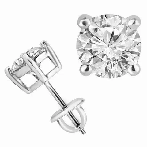 Earrings GB Round 3 Carats Genuine Natural Earth Mined Diamonds Studs Earrings White Gold 14K Earrings GB Round 3 Carats Genuine Natural Earth Mined Diamonds Studs Earrings White Gold 14K