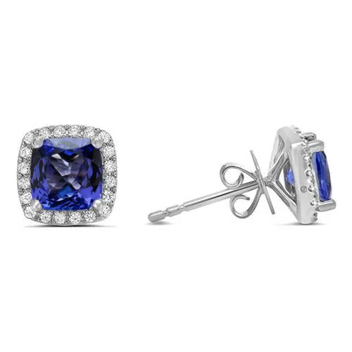 Earrings GB Women Studs Earrings 550 Ct Tanzanite Natural Earth Mined Diamonds 14K White Gold Earrings GB Women Studs Earrings 550 Ct Tanzanite Natural Earth Mined Diamonds 14K White Gold