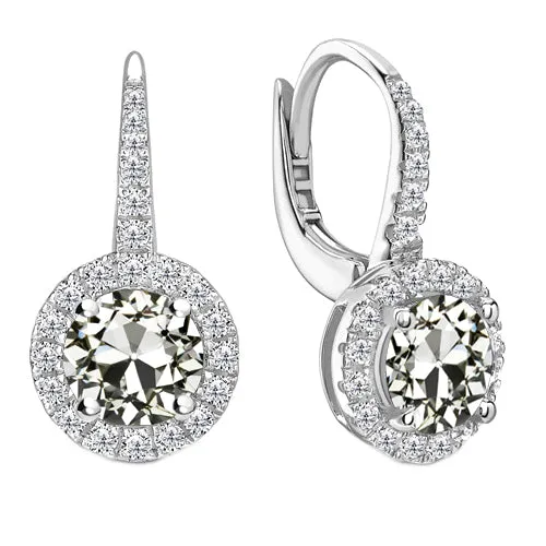 Earrings HarryChadEntcom Halo Real Diamond Old Mine Cut Dangle Earrings 3 Carats White Gold Earrings HarryChadEntcom Halo Real Diamond Old Mine Cut Dangle Earrings 3 Carats White Gold
