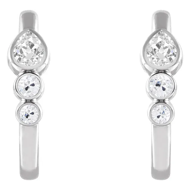 Earrings HarryChadEntcom Open Hoop Bezel Mined Diamond Earrings Round Old Cut 4 Carats White Gold Earrings HarryChadEntcom Open Hoop Bezel Mined Diamond Earrings Round Old Cut 4 Carats White Gold