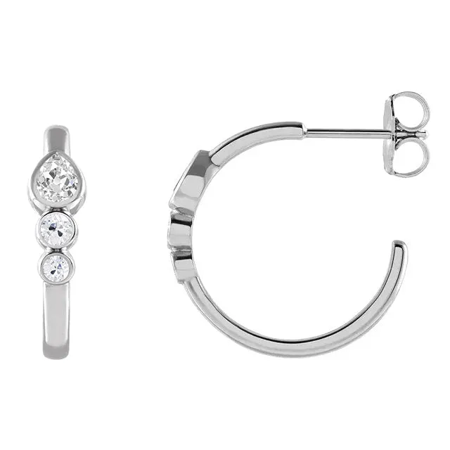Earrings HarryChadEntcom Open Hoop Bezel Mined Diamond Earrings Round Old Cut 4 Carats White Gold Earrings HarryChadEntcom Open Hoop Bezel Mined Diamond Earrings Round Old Cut 4 Carats White Gold