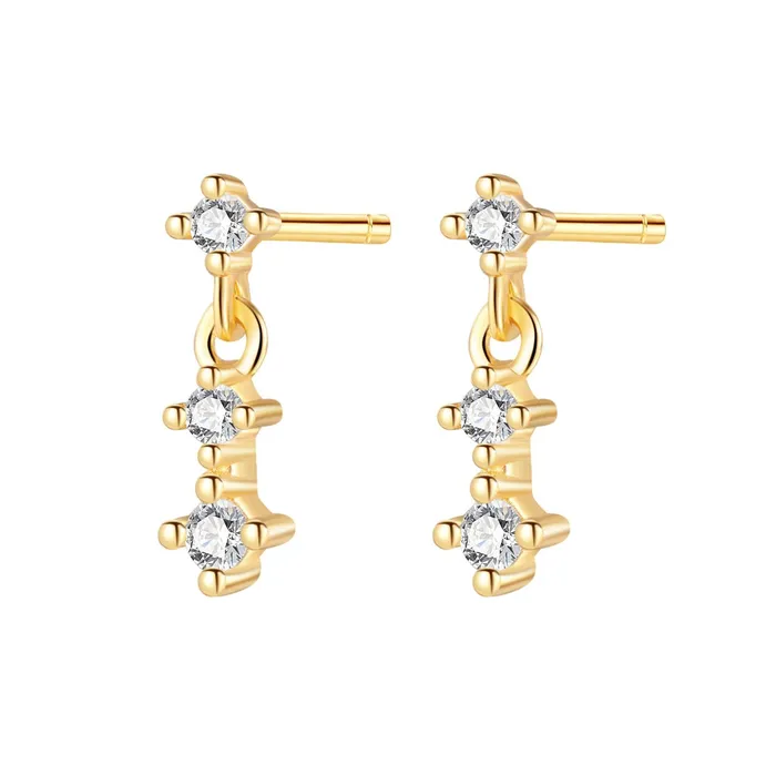 Earrings Hey Happiness Trio Drop Stud Earrings Sterling Silver Gold