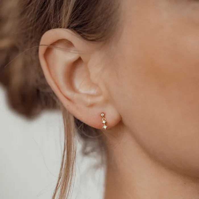 Earrings Hey Happiness Trio Drop Stud Earrings Sterling Silver Gold Earrings Hey Happiness Trio Drop Stud Earrings Sterling Silver Gold