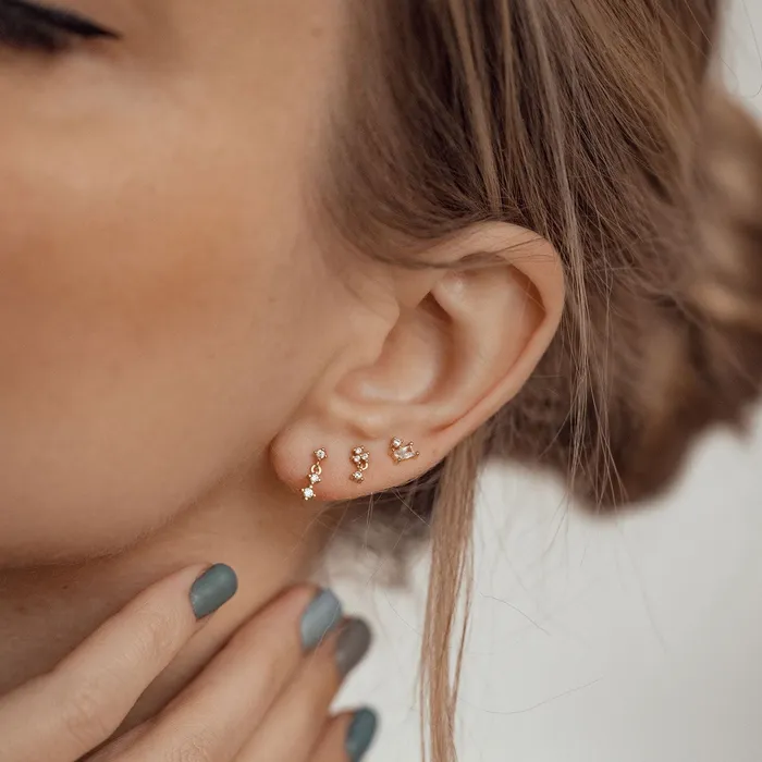 Earrings Hey Happiness Trio Drop Stud Earrings Sterling Silver Gold Earrings Hey Happiness Trio Drop Stud Earrings Sterling Silver Gold