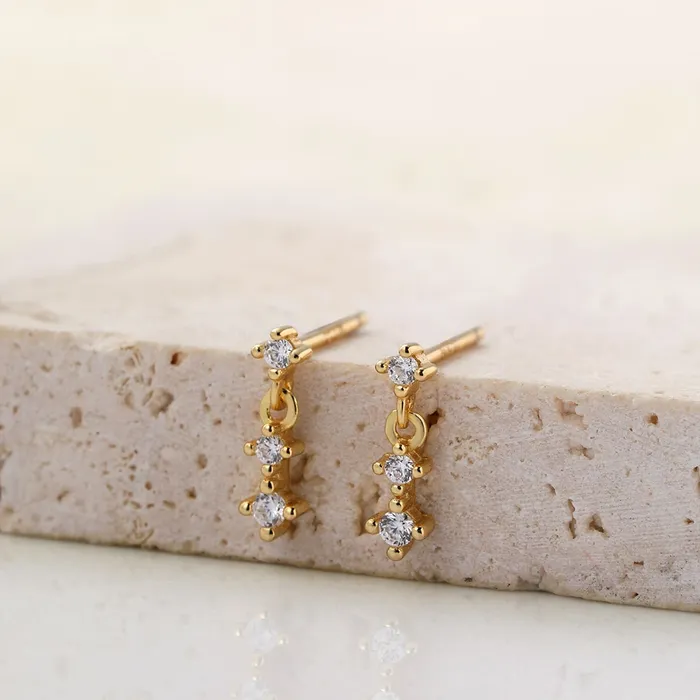 Earrings Hey Happiness Trio Drop Stud Earrings Sterling Silver Gold Earrings Hey Happiness Trio Drop Stud Earrings Sterling Silver Gold