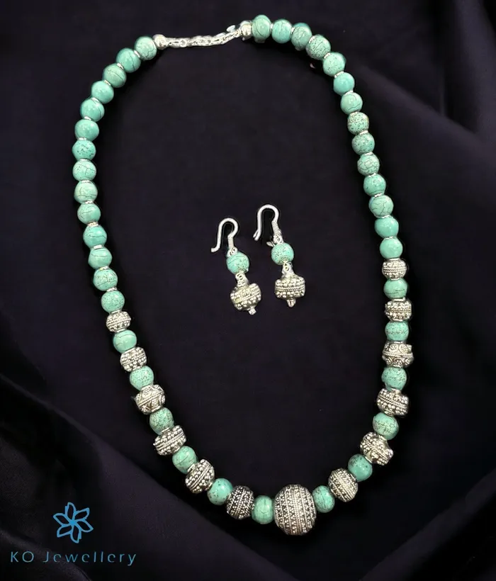 Earrings Karwar The Silver Turquoise Beads Necklace Earrings