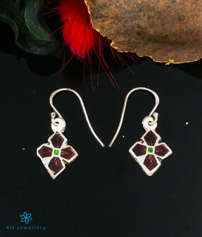 Earrings Meenakari The Tia Silver Meenakari Earrings Brown