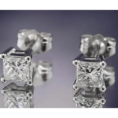Earrings Natural Earth Mined Diamond Studs Earring 150 Carats Princess Cut White Gold 14K F Vs1 GB Earrings Natural Earth Mined Diamond Studs Earring 150 Carats Princess Cut White Gold 14K F Vs1 GB