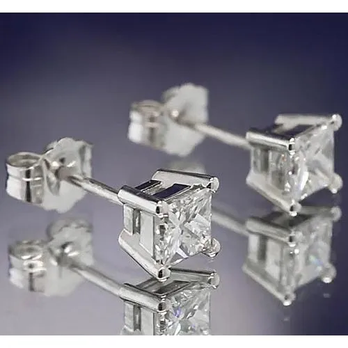 Earrings Natural Earth Mined Diamond Studs Earring 150 Carats Princess Cut White Gold 14K F Vs1 GB Earrings Natural Earth Mined Diamond Studs Earring 150 Carats Princess Cut White Gold 14K F Vs1 GB