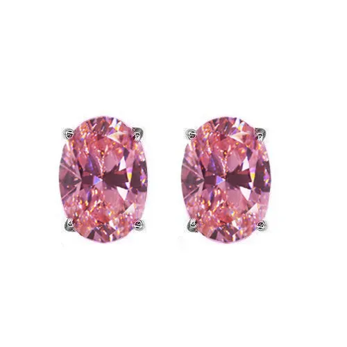 Earrings Oval Shape Pink Sapphire 3 Ct Lady Studs Earrings White Gold 14K GB Earrings Oval Shape Pink Sapphire 3 Ct Lady Studs Earrings White Gold 14K GB