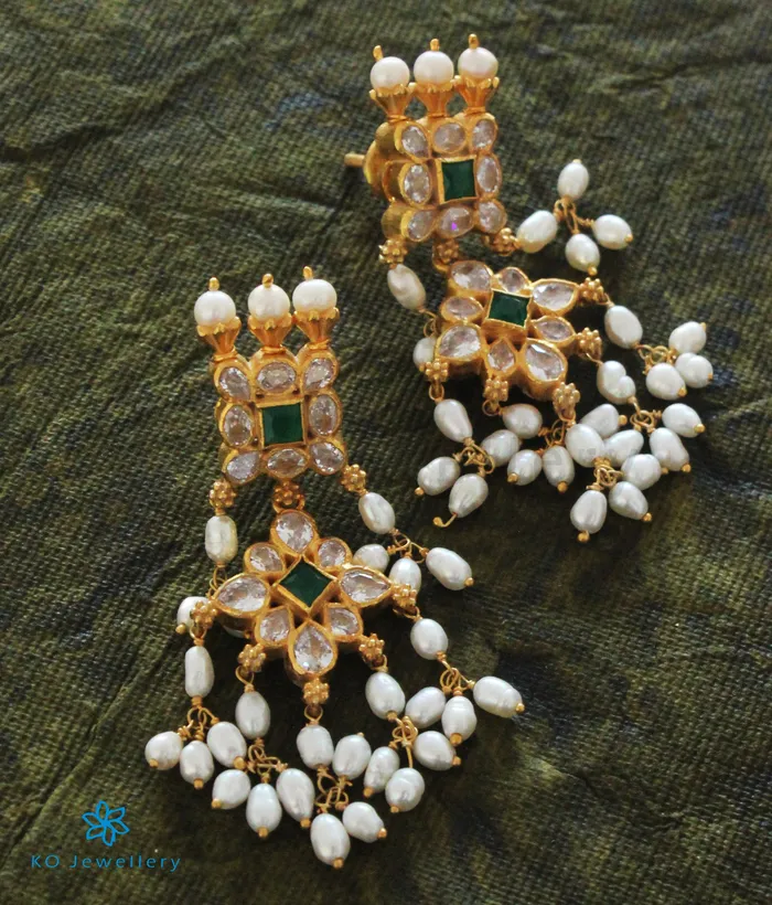 Earrings The Maya Silver Pearl Earrings Green Silversmith
