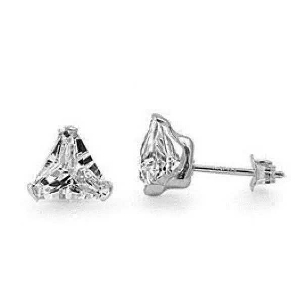 Earrings Triangle Cut Sparkling 2Ct Natural Earth Mined Diamonds Lady Studs Earring 14K White Gold GB Earrings Triangle Cut Sparkling 2Ct Natural Earth Mined Diamonds Lady Studs Earring 14K White Gold GB