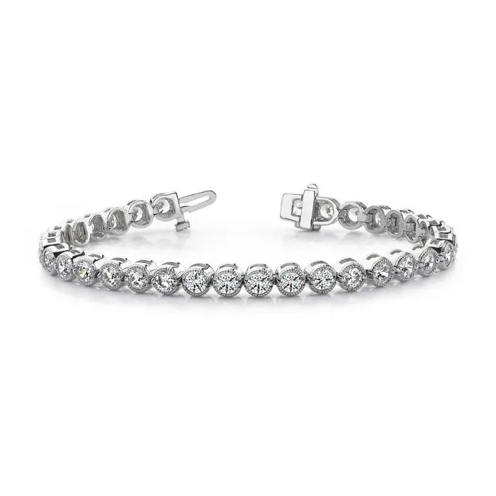 Four Prong Setting Round Natural Earth Mined Diamond Ladies Bracelet White Gold 640 Ct GB Bracelets Four Prong Setting Round Natural Earth Mined Diamond Ladies Bracelet White Gold 640 Ct GB Bracelets