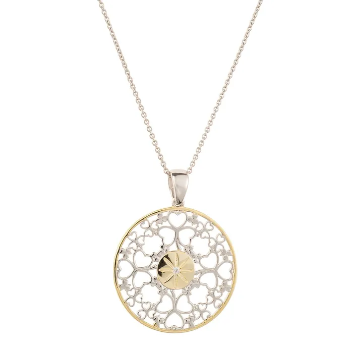 Galway Galway Hearts And Shamrocks Pendant Necklace Silver And Rose Gold Necklaces Galway Galway Hearts And Shamrocks Pendant Necklace Silver And Rose Gold Necklaces