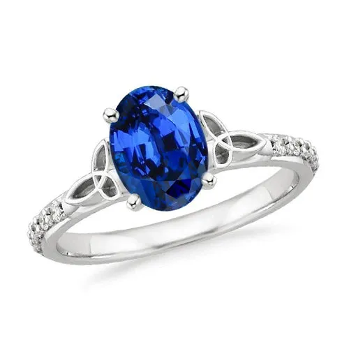 GB 3 Carats Ceylon Sapphire And Natural Earth Mined Diamonds Ring White Gold 14K Rings GB 3 Carats Ceylon Sapphire And Natural Earth Mined Diamonds Ring White Gold 14K Rings