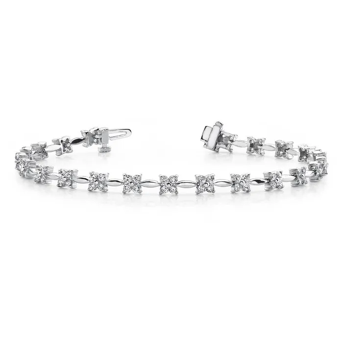 GB 440 Ct Round Flower Prong Set Real Natural Earth Mined Diamond Tennis Bracelet Women Gold Bracelets GB 440 Ct Round Flower Prong Set Real Natural Earth Mined Diamond Tennis Bracelet Women Gold Bracelets