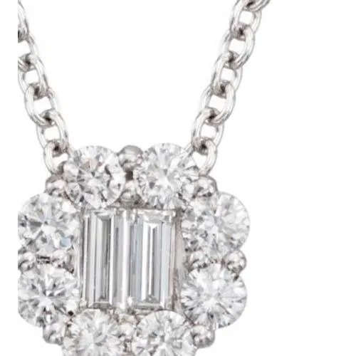 GB 4 Carats Round And Baguette Real Natural Earth Mined Diamond Lady Pendant Solid Gold Jewelry Necklaces GB 4 Carats Round And Baguette Real Natural Earth Mined Diamond Lady Pendant Solid Gold Jewelry Necklaces