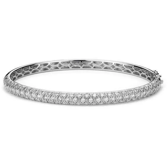 GB 8 Carats Round Natural Earth Mined Diamonds Lady Bracelet Solid White Gold 14K Bracelets GB 8 Carats Round Natural Earth Mined Diamonds Lady Bracelet Solid White Gold 14K Bracelets