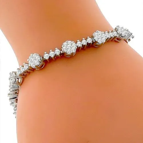 GB Bracelets 5 Ct Round Brilliant Cut Ladies Natural Earth Mined Diamond Tennis Bracelet White Gold GB Bracelets 5 Ct Round Brilliant Cut Ladies Natural Earth Mined Diamond Tennis Bracelet White Gold