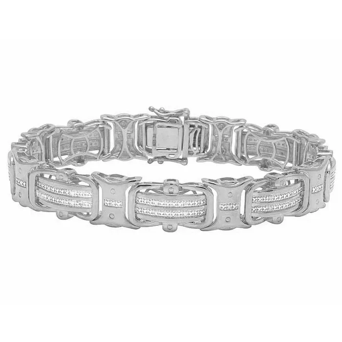 GB Bracelets 6 Carats Round Shape Men Natural Earth Mined Diamond Bracelet White Gold 14K GB Bracelets 6 Carats Round Shape Men Natural Earth Mined Diamond Bracelet White Gold 14K
