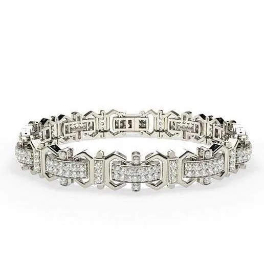GB Bracelets 820 Carats Prong Set Small Natural Earth Mined Diamonds MenS Bracelet Gold White 14K GB Bracelets 820 Carats Prong Set Small Natural Earth Mined Diamonds MenS Bracelet Gold White 14K