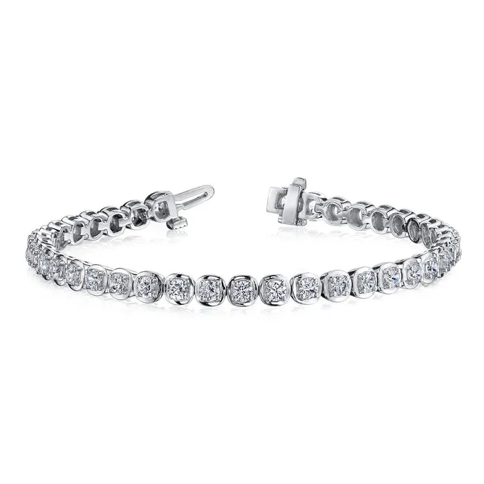 GB Bracelets 8 Carats Round Real Natural Earth Mined Diamond Tennis Bracelet White Gold GB Bracelets 8 Carats Round Real Natural Earth Mined Diamond Tennis Bracelet White Gold