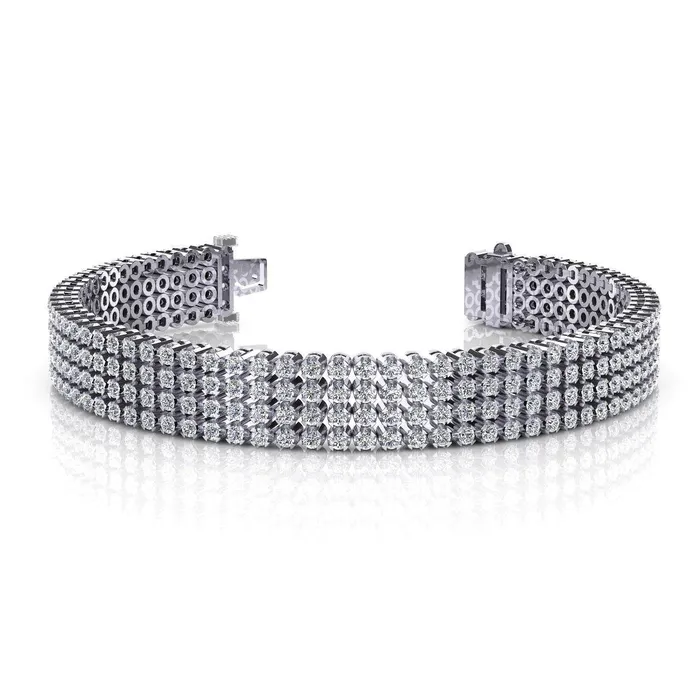 GB Bracelets Four Row 780 Carats Round Cut Natural Earth Mined Diamonds Bracelet White Gold 14K GB Bracelets Four Row 780 Carats Round Cut Natural Earth Mined Diamonds Bracelet White Gold 14K