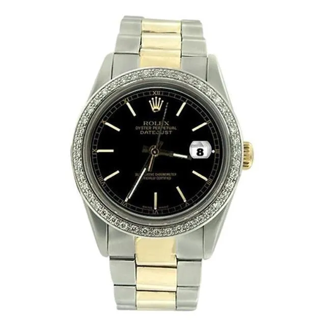 GB Bracelets Ss Gold Oyster Bracelet Datejust Rolex Watch Black Stick Dial GB Bracelets Ss Gold Oyster Bracelet Datejust Rolex Watch Black Stick Dial