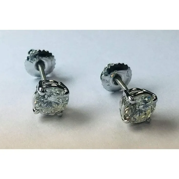 GB Earrings 160 Carats Round Natural Earth Mined Diamond Stud Earrings