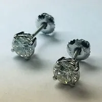 GB Earrings 160 Carats Round Natural Earth Mined Diamond Stud Earrings