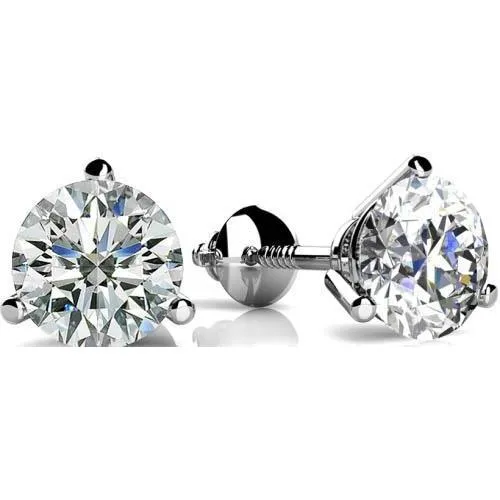 GB Earrings 2 Carat Round Natural Earth Mined Diamond Stud Earring White Gold 14K Prong Setting GB Earrings 2 Carat Round Natural Earth Mined Diamond Stud Earring White Gold 14K Prong Setting