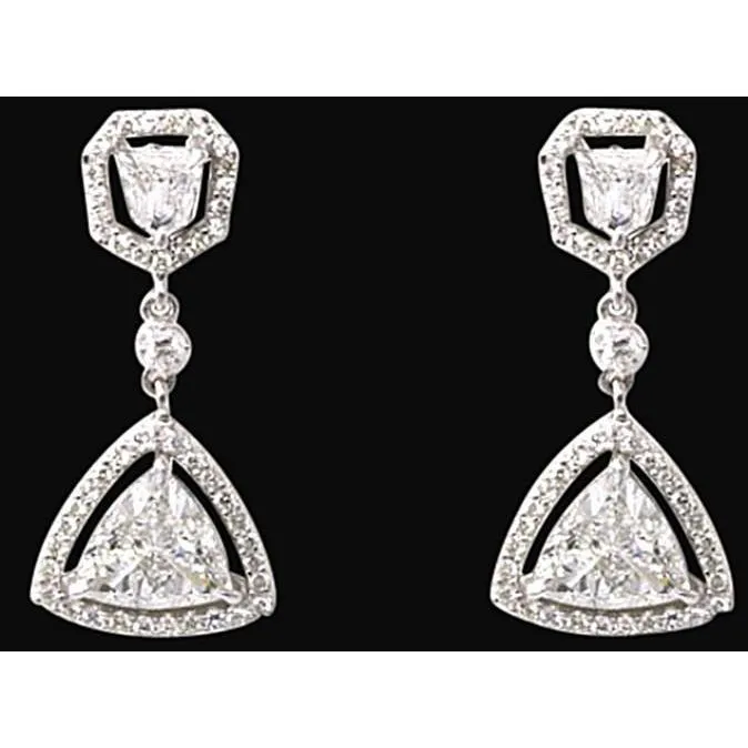GB Earrings 350 Carat Trillion Natural Earth Mined Diamonds Chandelier Earrings White Gold Earring GB Earrings 350 Carat Trillion Natural Earth Mined Diamonds Chandelier Earrings White Gold Earring