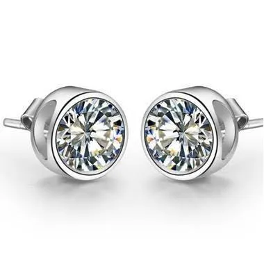 GB Earrings 3 Carats Solitaire Round Bezel Set Natural Earth Mined Diamond Stud Earring Gold 14K GB Earrings 3 Carats Solitaire Round Bezel Set Natural Earth Mined Diamond Stud Earring Gold 14K