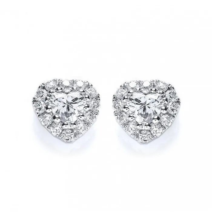 GB Earrings 420 Carats Heart And Round Natural Earth Mined Diamond Lady Stud Earrings White Gold 14K GB Earrings 420 Carats Heart And Round Natural Earth Mined Diamond Lady Stud Earrings White Gold 14K