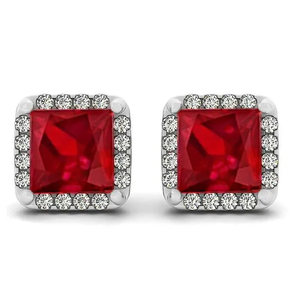 GB Earrings 8 Carats Ruby With Pave Natural Earth Mined Diamond Stud Earrings Jewelry GB Earrings 8 Carats Ruby With Pave Natural Earth Mined Diamond Stud Earrings Jewelry